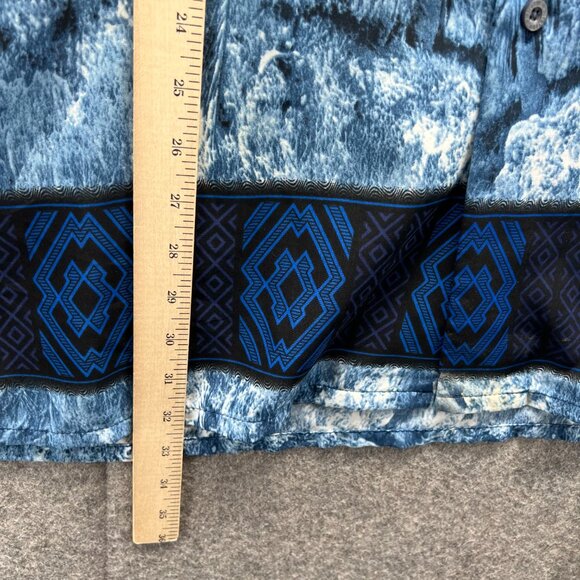 Vintage Southpole Shirt Mens XXL Blue Hawaiian Button Y2K Palm Trees Streetwear - Picture 5 of 14